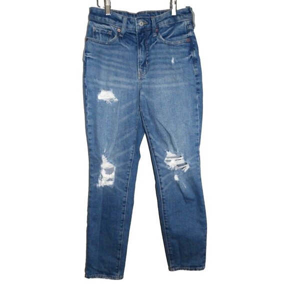 OLD NAVY O.G. straight high rise blue jeans 27.5" inseam women's size 4 - Picture 1 of 5